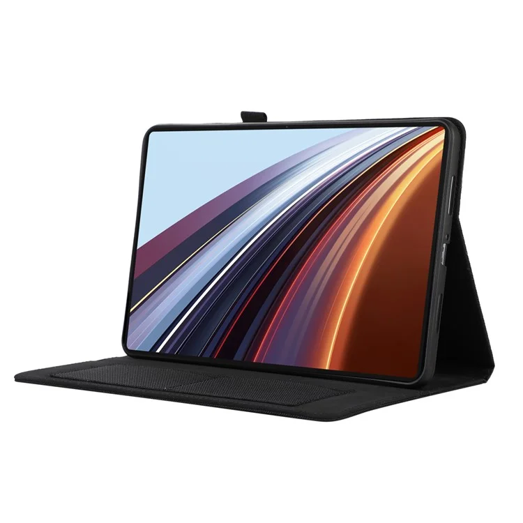 Custodia in pelle per tablet For Honor Pad GT Pro, con porta carte e supporto, finitura in tessuto - Nero