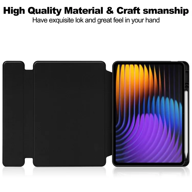Custodia per Xiaomi Pad 7 con supporto rotante a 360° in pelle PU+copertura in acrilico per tablet (senza tastiera) - Nero