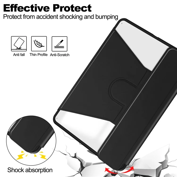 Custodia per Xiaomi Pad 7 con supporto rotante a 360° in pelle PU+copertura in acrilico per tablet (senza tastiera) - Nero