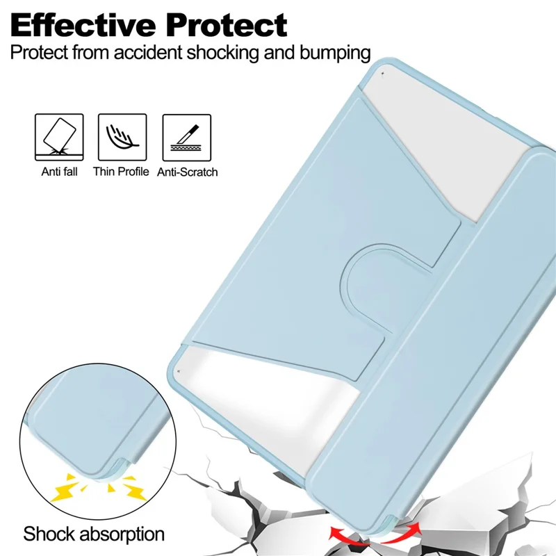 For Xiaomi Pad 7 Case 360° Rotary Stand PU Leather+Acrylic Tablet Cover (Without Keyboard) - Sky Blue