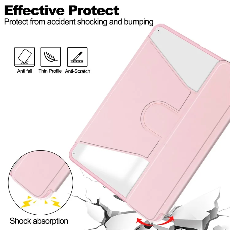 For Xiaomi Pad 7 Case 360-Degree Rotary Stand PU Leather+Acrylic Tablet Cover with Keyboard - Pink