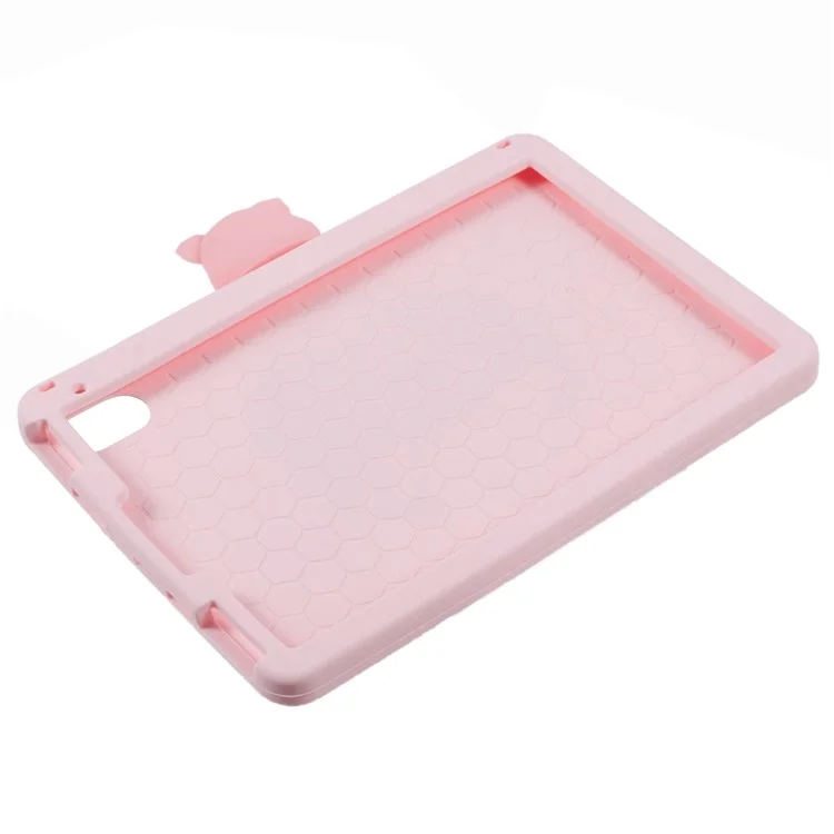 For iPad mini (2024) / mini (2021) Silicone Case with Shoulder Strap Kickstand Cartoon Pig Tablet Cover