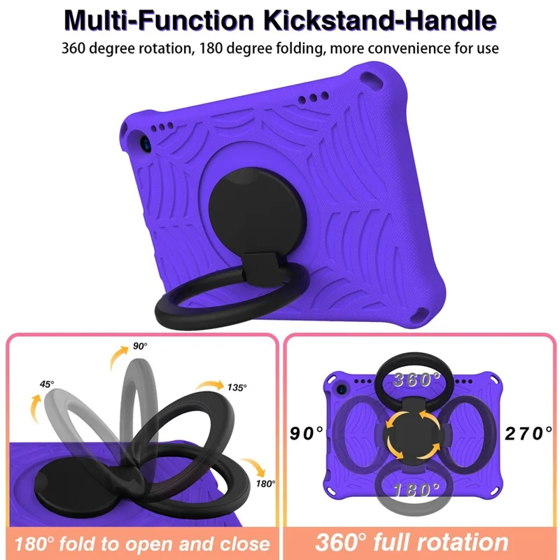 For Amazon Fire HD 8 (2020)/8 Plus (2020) Kickstand Tablet Case Anti-Scratch Protective Cover Shockproof EVA Case with Shoulder Strap - Purple