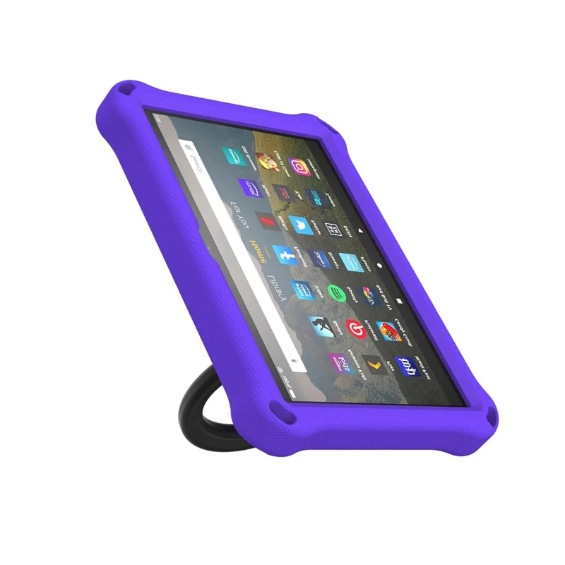 For Amazon Fire HD 8 (2020)/8 Plus (2020) Kickstand Tablet Case Anti-Scratch Protective Cover Shockproof EVA Case with Shoulder Strap - Purple