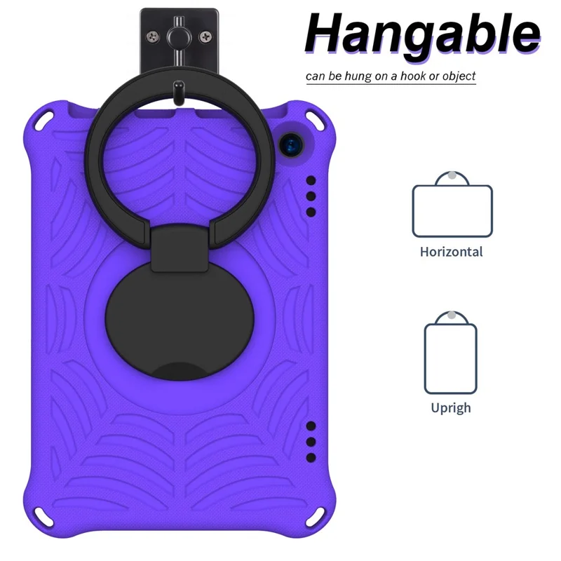 For Amazon Fire HD 8 (2020)/8 Plus (2020) Kickstand Tablet Case Anti-Scratch Protective Cover Shockproof EVA Case with Shoulder Strap - Purple