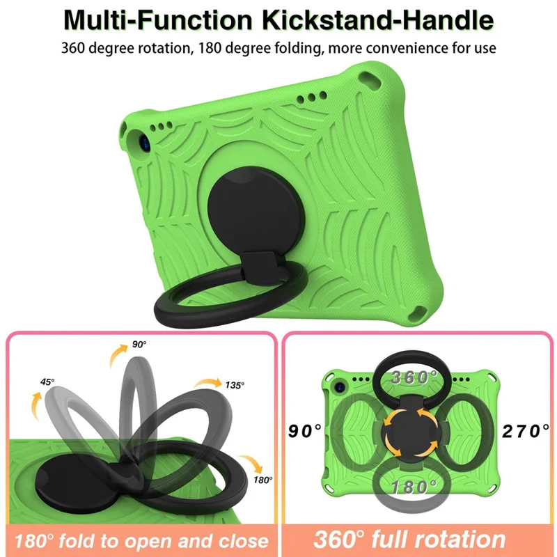 For Amazon Fire HD 8 (2020)/8 Plus (2020) Kickstand Tablet Case Anti-Scratch Protective Cover Shockproof EVA Case with Shoulder Strap - Green