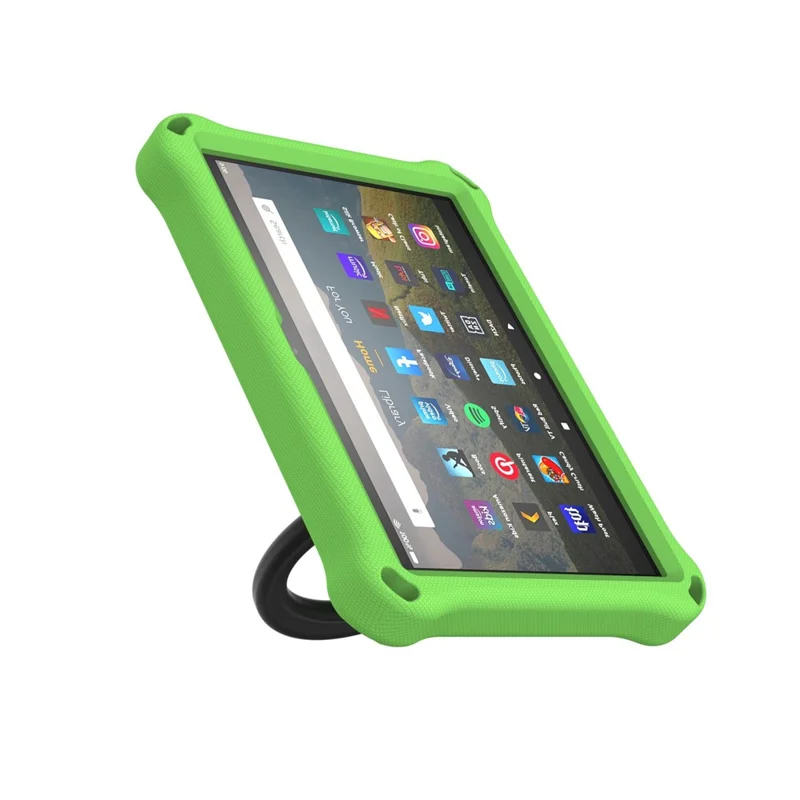 For Amazon Fire HD 8 (2020)/8 Plus (2020) Kickstand Tablet Case Anti-Scratch Protective Cover Shockproof EVA Case with Shoulder Strap - Green