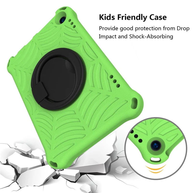 For Amazon Fire HD 8 (2020)/8 Plus (2020) Kickstand Tablet Case Anti-Scratch Protective Cover Shockproof EVA Case with Shoulder Strap - Green