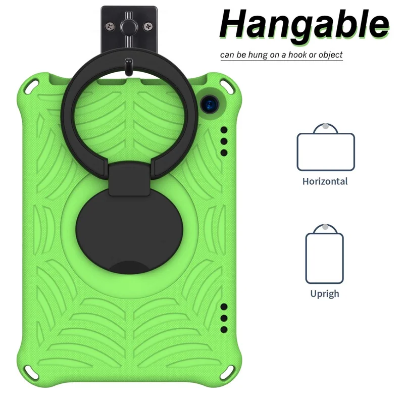 For Amazon Fire HD 8 (2020)/8 Plus (2020) Kickstand Tablet Case Anti-Scratch Protective Cover Shockproof EVA Case with Shoulder Strap - Green