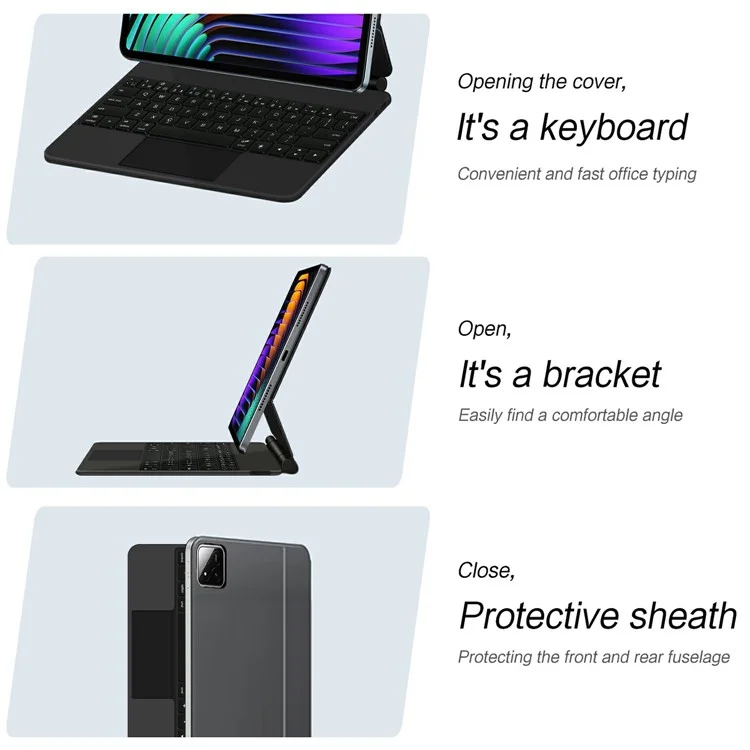 For Xiaomi Pad 7 Magnetic Floating Bluetooth-compatible Keyboard + Leather Tablet Case