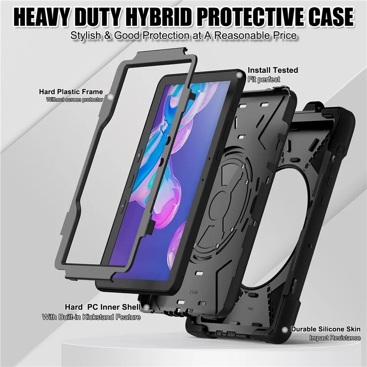 Custodia per Samsung Galaxy Tab Active4 Pro T630 T636 / Active Pro T540 con supporto Kickstand in PC+Silicone