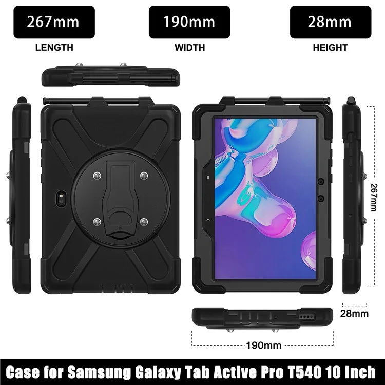 Custodia per Samsung Galaxy Tab Active4 Pro T630 T636 / Active Pro T540 con supporto Kickstand in PC+Silicone