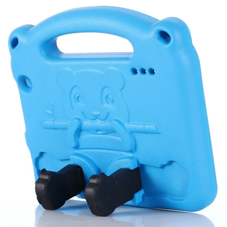 For Amazon Fire 7 (2022) Cartoon Panda EVA Tablet Case Kickstand Hand Grip Drop-resistant Protective Cover - Blue