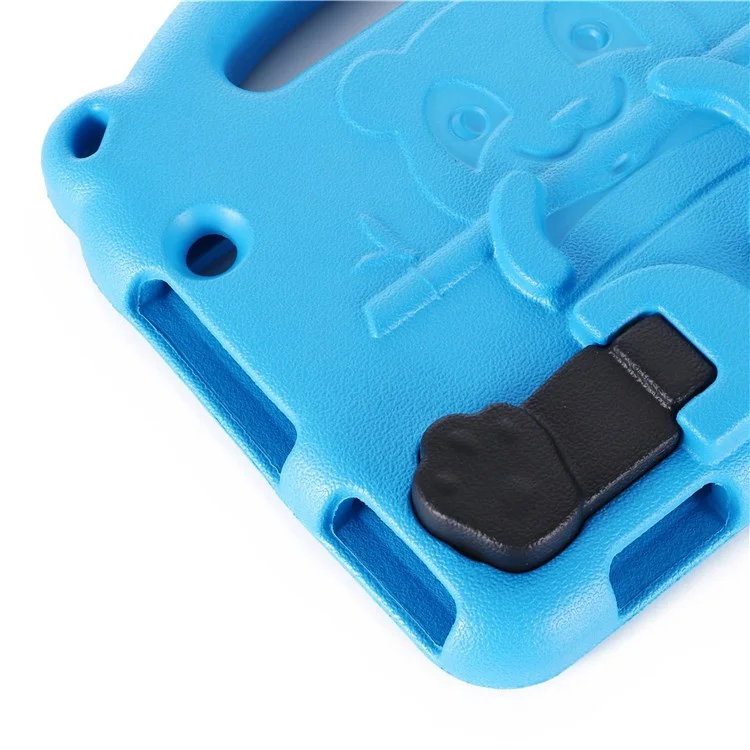 For Amazon Fire 7 (2022) Cartoon Panda EVA Tablet Case Kickstand Hand Grip Drop-resistant Protective Cover - Blue