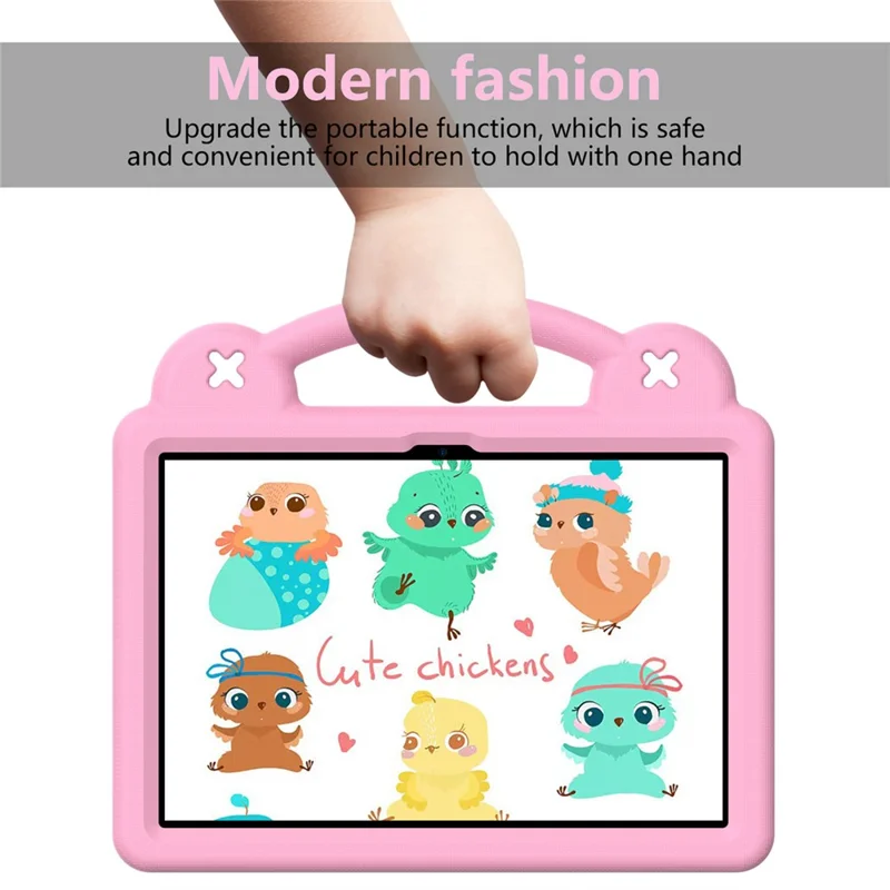 For Amazon Fire HD 8 (2024) Case Kids Cartoon Patterns Hand Grip Kickstand Tablet EVA Cover - Pink