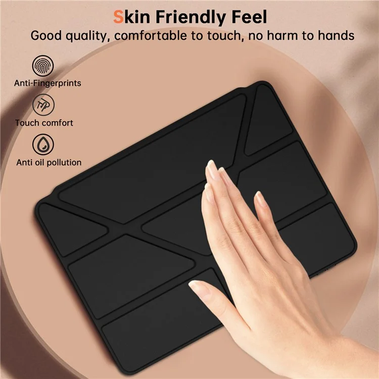 Custodia per Xiaomi Pad 7 Pro / Pad 7 in pelle PU con supporto Origami, cover trasparente per tablet - Nero