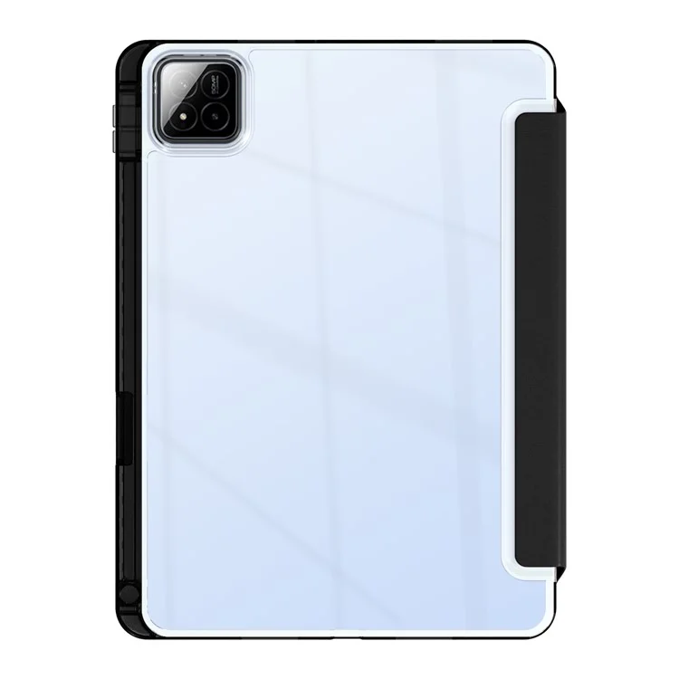 Custodia per Xiaomi Pad 7 Pro / Pad 7 in pelle PU con supporto Origami, cover trasparente per tablet - Nero