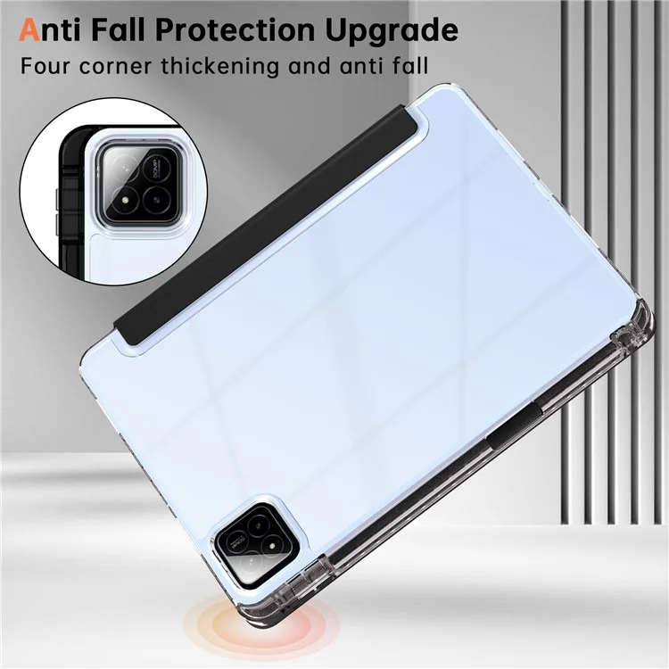 Custodia per Xiaomi Pad 7 Pro / Pad 7 in pelle PU con supporto Origami, cover trasparente per tablet - Nero