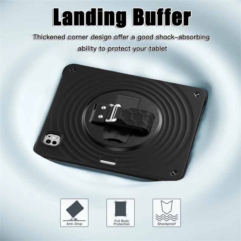 Voor iPad Pro 13 (2025) / 13 (2024) Hoes Kickstand Handgreep Tabletcover met Schouderriem - Zwart