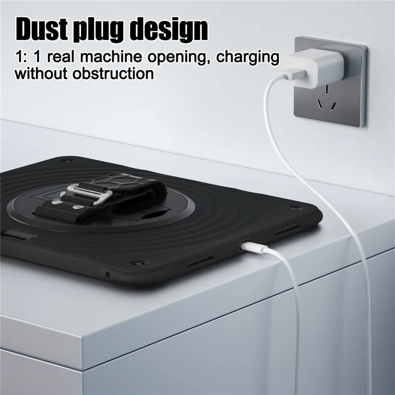 Voor iPad Pro 13 (2025) / 13 (2024) Hoes Kickstand Handgreep Tabletcover met Schouderriem - Zwart