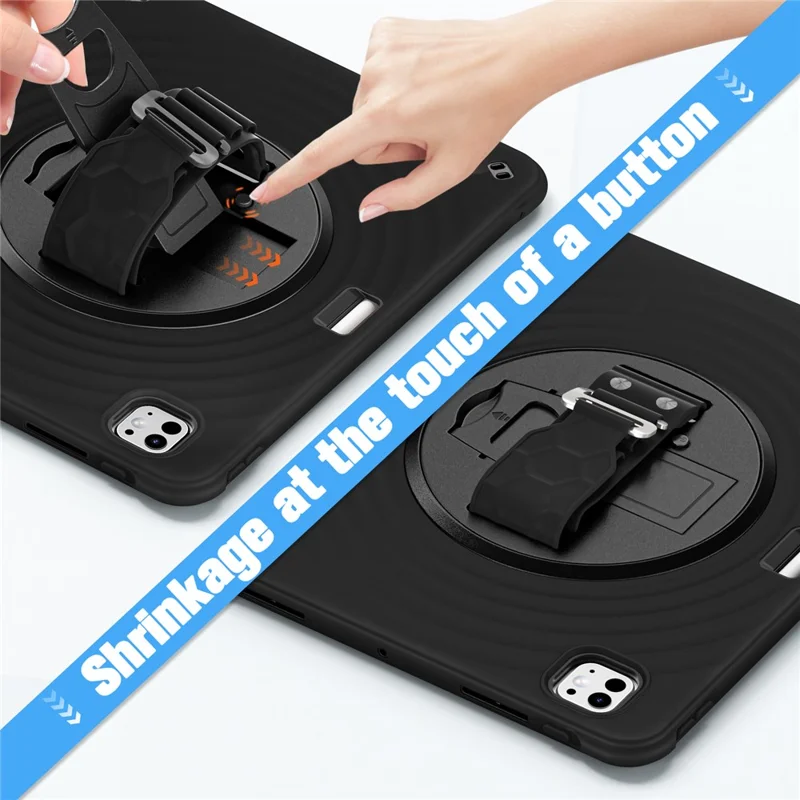 Voor iPad Pro 13 (2025) / 13 (2024) Hoes Kickstand Handgreep Tabletcover met Schouderriem - Zwart