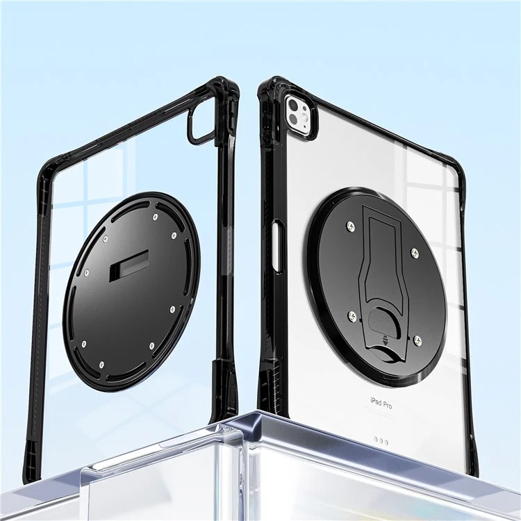 For iPad Pro 13 (2024) Clear Case PC+TPU+Acrylic Kickstand Tablet Back Cover