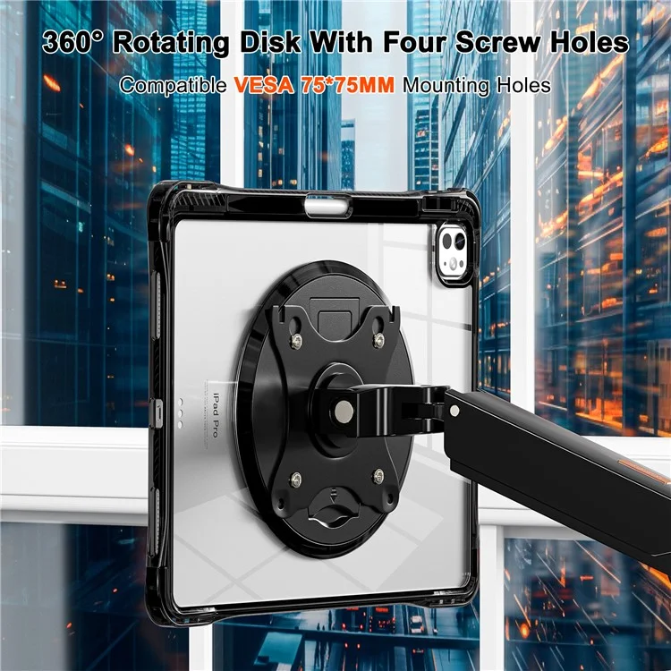 For iPad Pro 13 (2024) Clear Case PC+TPU+Acrylic Kickstand Tablet Back Cover