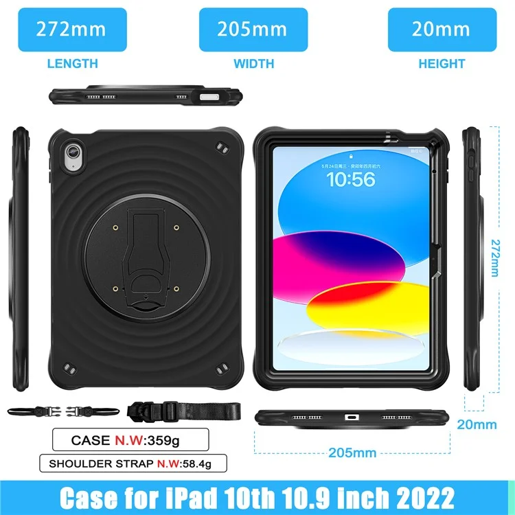For iPad (2025) / 10.9 (2022) Case Kickstand PC+Silicone+TPU Tablet Cover