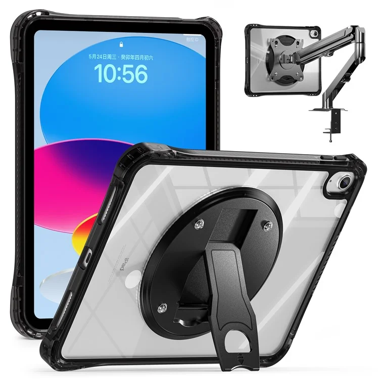 For iPad (2025) / 10.9 (2022) Clear Case PC+TPU+Acrylic Kickstand Tablet Back Cover