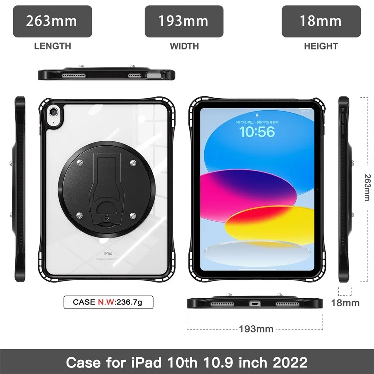 For iPad (2025) / 10.9 (2022) Clear Case PC+TPU+Acrylic Kickstand Tablet Back Cover