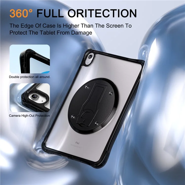 For iPad (2025) / 10.9 (2022) Clear Case PC+TPU+Acrylic Kickstand Tablet Back Cover