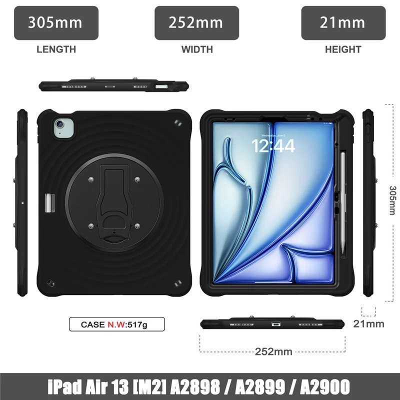 Kickstand Case for iPad Air 11 (2025) / (2024) / Air (2022) / (2020) / Pro 11 (2022) / (2021) / (2020) / (2018) PC+Silicone+TPU Tablet Cover