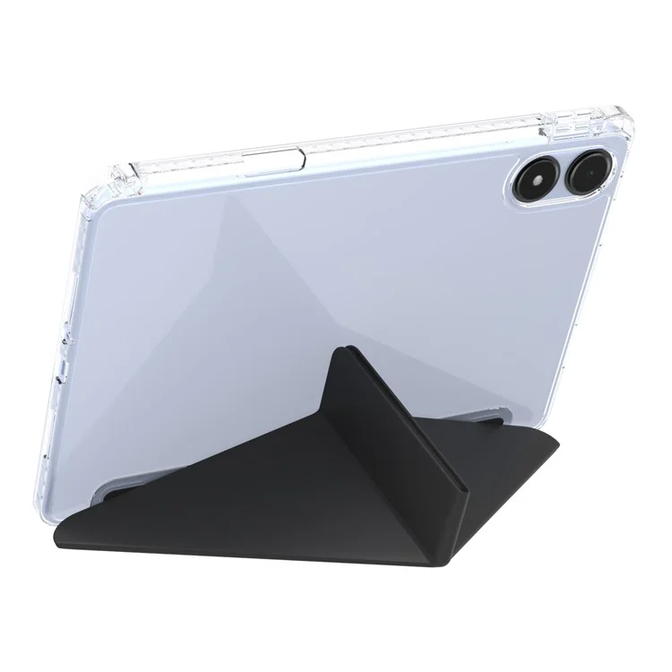 PU Leather Case For Xiaomi Redmi Pad Pro 5G  /  Pad Pro  /  Poco Pad 4G Origami Stand Clear Tablet Cover - Black