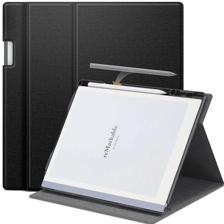 Étui pour Remarkable 2 avec support rotatif en PC+PU, couverture de lecteur électronique avec porte-stylet - Noir
