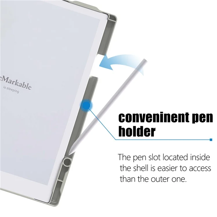 Étui pour ReMarkable 2 avec support rotatif en PC+PU, couverture de liseuse électronique avec porte-stylet - Gris