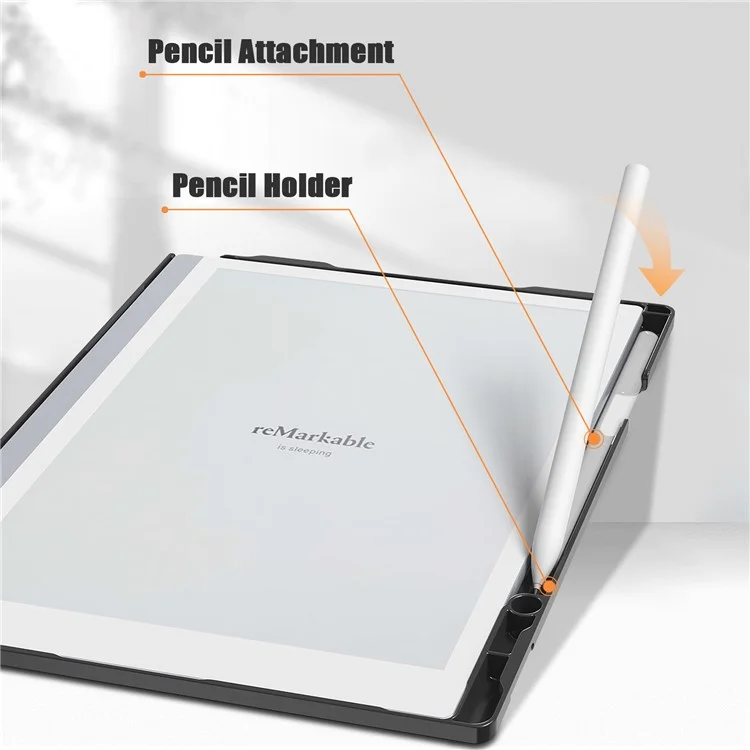 Étui pour Remarkable 2 de style folio en PC+PU avec support pour stylet - Noir