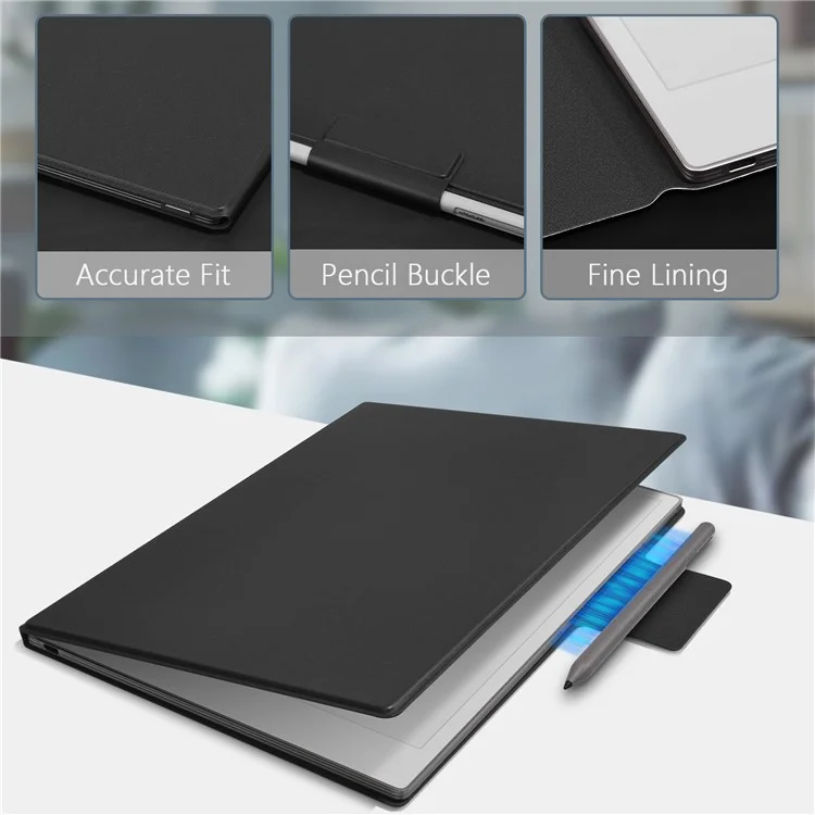 Étui Remarkable Paper Pro en PC+PU avec support magnétique pour stylet, réveil/veille automatique - Noir