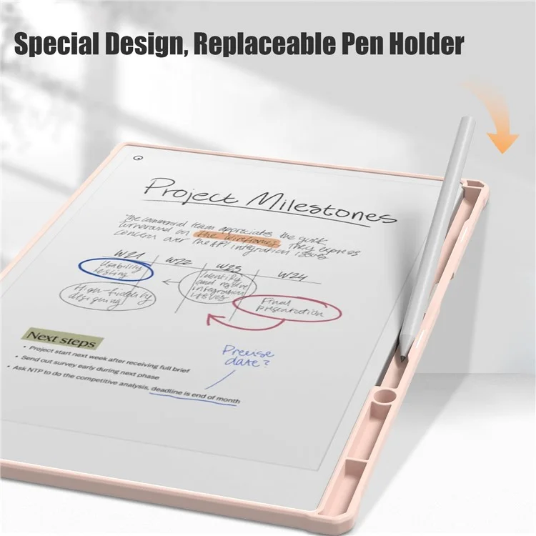 Étui de tablette en cuir acrylique Pro Case remarquable avec support pour stylo, réveil/veille automatique - Rose