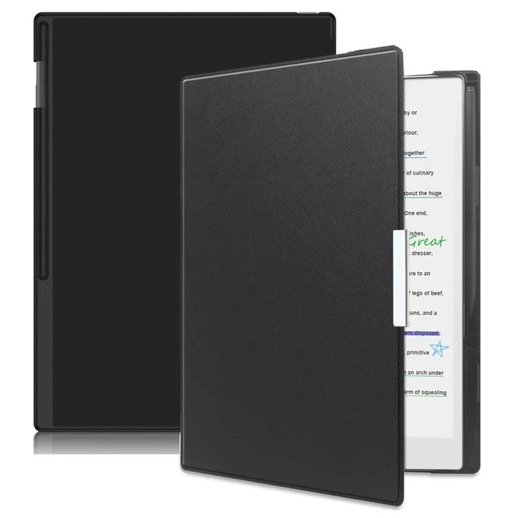 Funda de cuero PC+PU Remarkable Paper Pro Case con soporte para lápiz y función de activación/suspensión automática - Negro