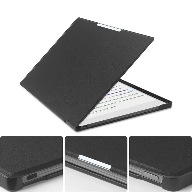 Funda de cuero PC+PU Remarkable Paper Pro Case con soporte para lápiz y función de activación/suspensión automática - Negro