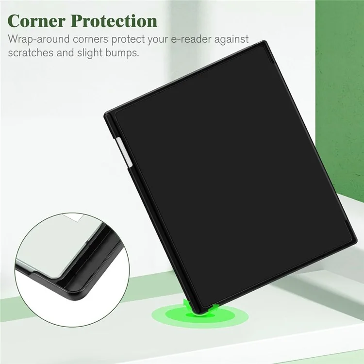 Funda de cuero PC+PU Remarkable Paper Pro Case con soporte para lápiz y función de activación/suspensión automática - Negro