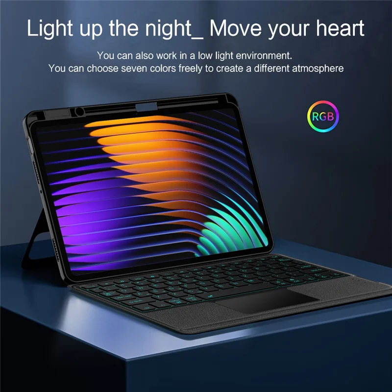 Für Xiaomi Pad 7 Ledercase + Bluetooth-Tastatur mit hinterleuchteter Touchpad