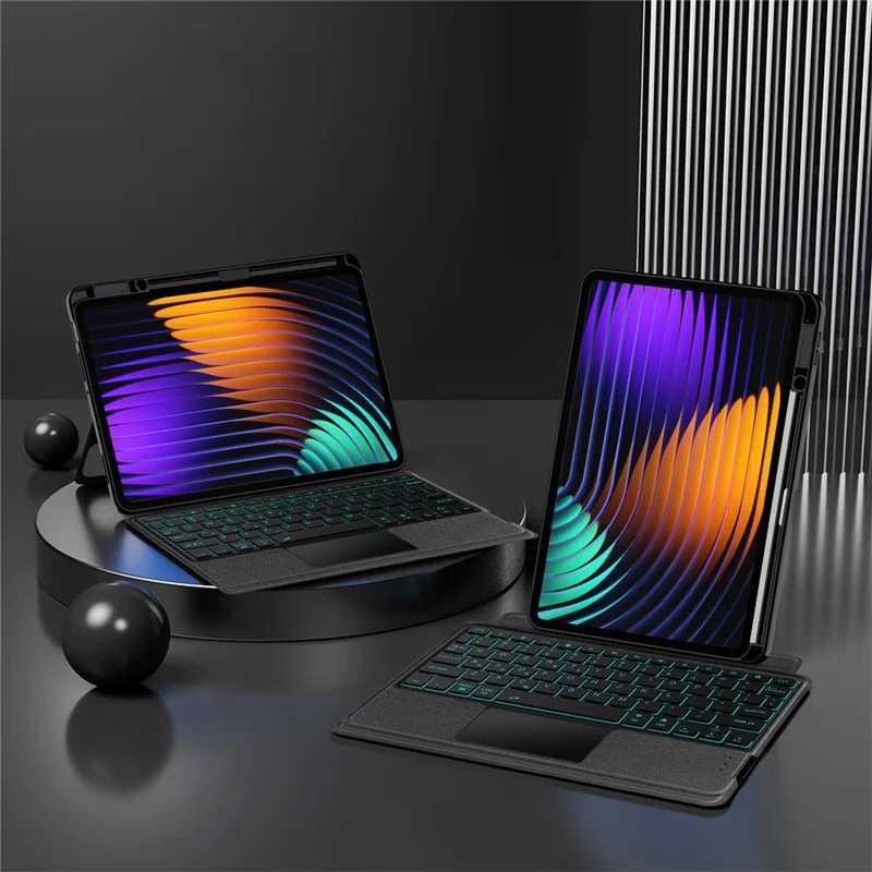 Für Xiaomi Pad 7 Ledercase + Bluetooth-Tastatur mit hinterleuchteter Touchpad