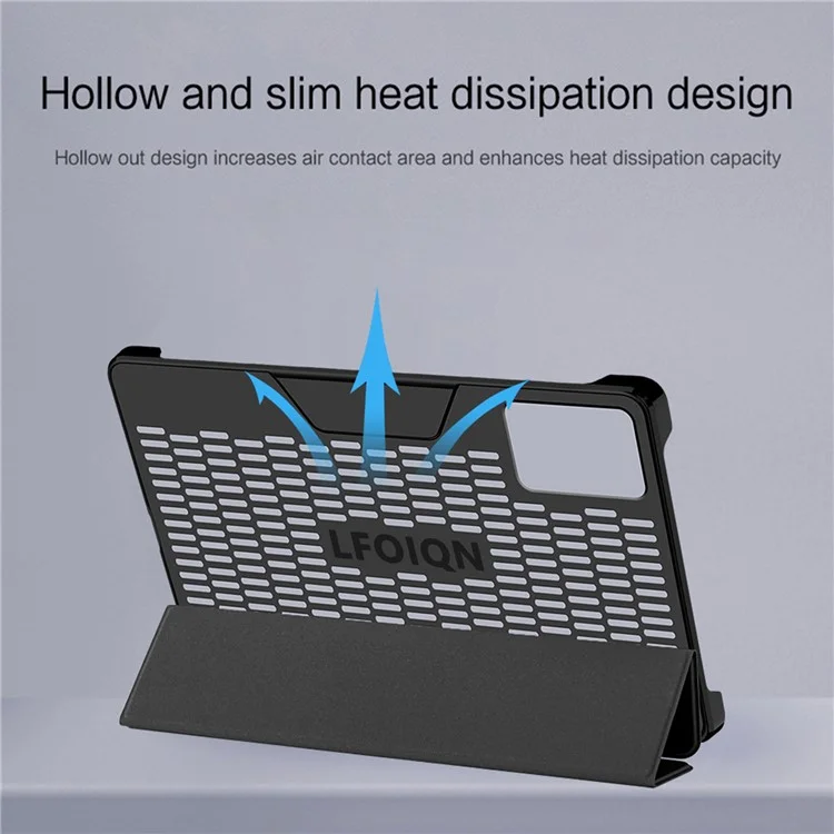 For Lenovo Legion Y700 (2024) Tablet Case Trifold Stand Leather+PC Hollow Back Cover Auto Wake / Sleep