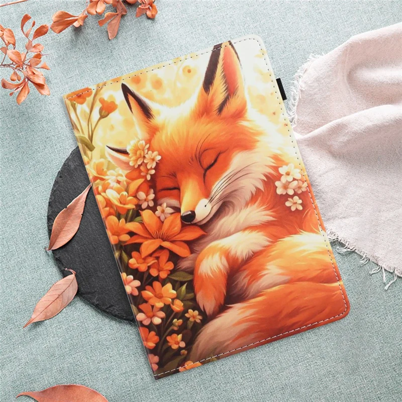 For iPad Pro 11 (2020) Case Pattern Leather Tablet Cover with Auto Sleep / Wake, Card Holder - Flower Fox