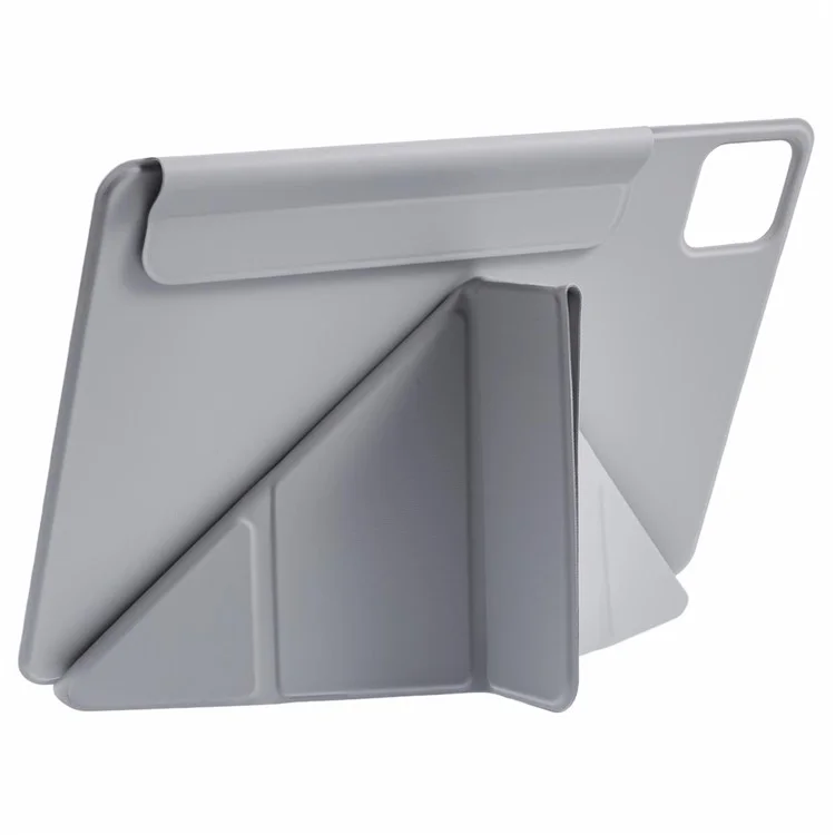 For Xiaomi Pad 7 Pro  /  Pad 7 Case PC + PU Leather Origami Stand Magnetic Tablet Cover - Grey