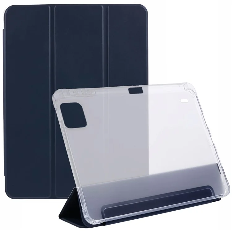 Custodia per Xiaomi Pad 7 Pro / Pad 7 con slot per penna, supporto pieghevole a tre ante, in pelle PU+TPU, copertura per tablet con risveglio/sospensione automatici - Blu scuro