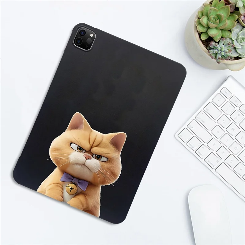 For iPad Pro 11 (2021)  /  (2020)  /  (2018) Case Pattern Printing Slim TPU Tablet Protective Cover - Garfield Cat