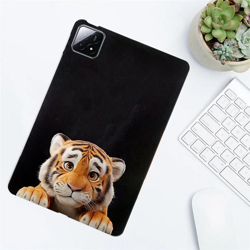 For Xiaomi Pad 6S Pro 12.4 Case Pattern Printing Slim TPU Tablet Protective Cover - Little Tiger