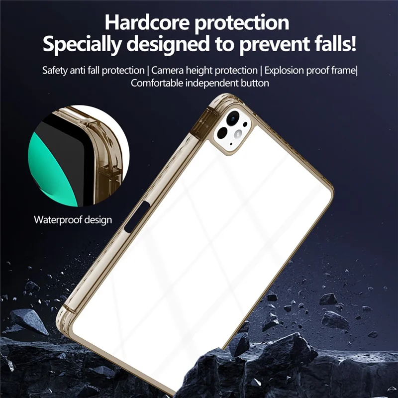 For iPad Pro 11 (2025) / 11 (2024) Case Clear TPU Tablet Protective Cover with Pen Slot - Black